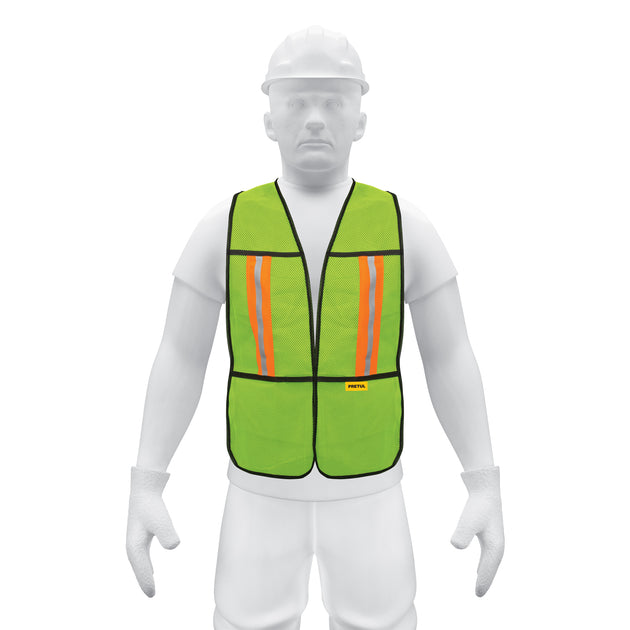CHS-200V Chaleco de seguridad con cintas reflejantes, verde, Pretul