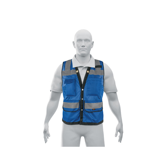 CHS-800A-L Chaleco seguridad reforzado azul con bolsas, G, EXPERT