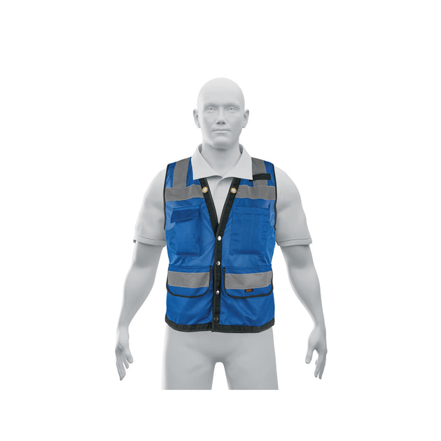 CHS-800A-L Chaleco seguridad reforzado azul con bolsas, G, EXPERT