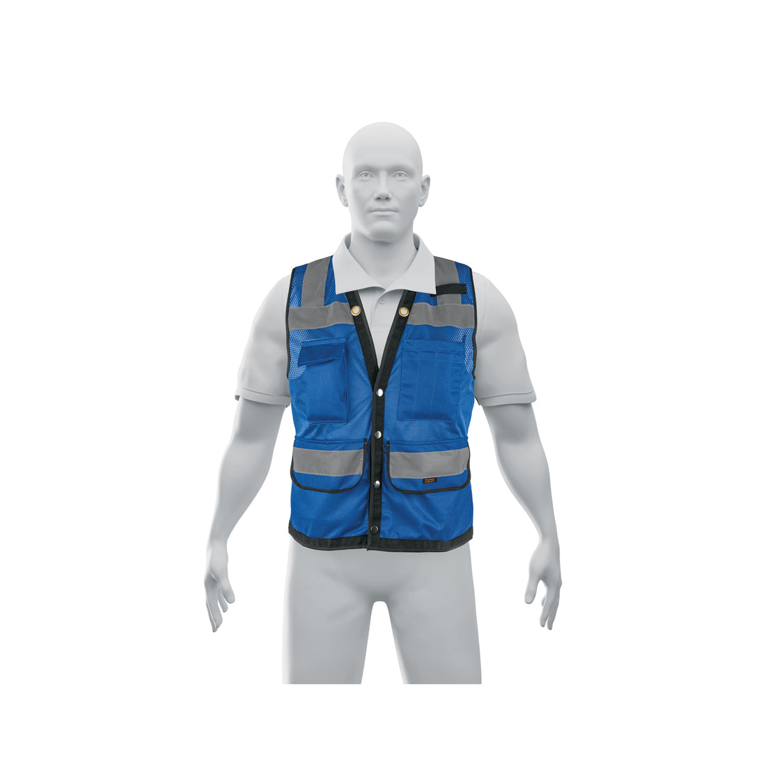 CHS-800A-M Chaleco seguridad reforzado azul con bolsas, M, EXPERT
