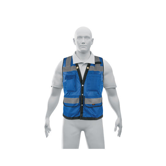 CHS-800A-M Chaleco seguridad reforzado azul con bolsas, M, EXPERT
