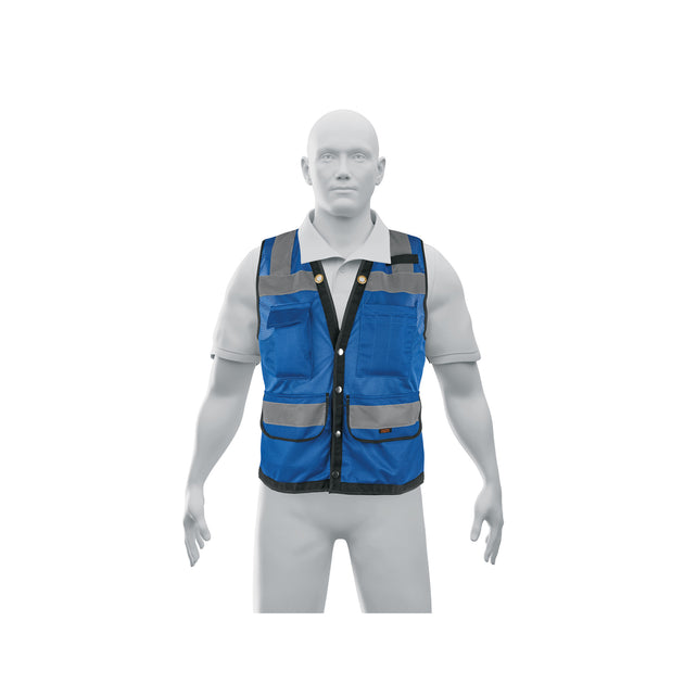 CHS-800A-M Chaleco seguridad reforzado azul con bolsas, M, EXPERT