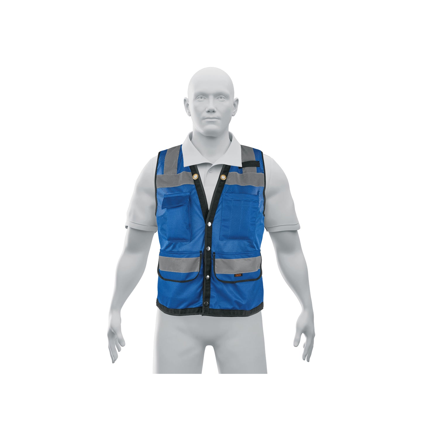 CHS-800A-XL Chaleco seguridad reforzado azul con bolsas, EG, EXPERT