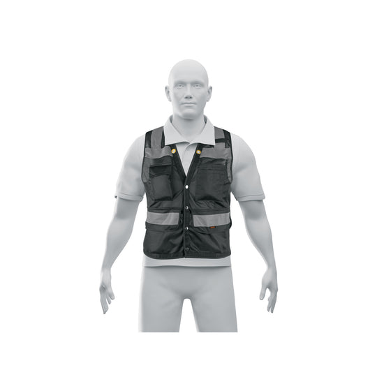 CHS-800NE-M Chaleco seguridad reforzado negro con bolsas, M, EXPERT
