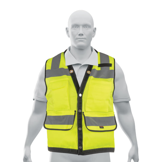CHS-800V-L Chaleco seguridad reforzado verde con bolsas, G, EXPERT