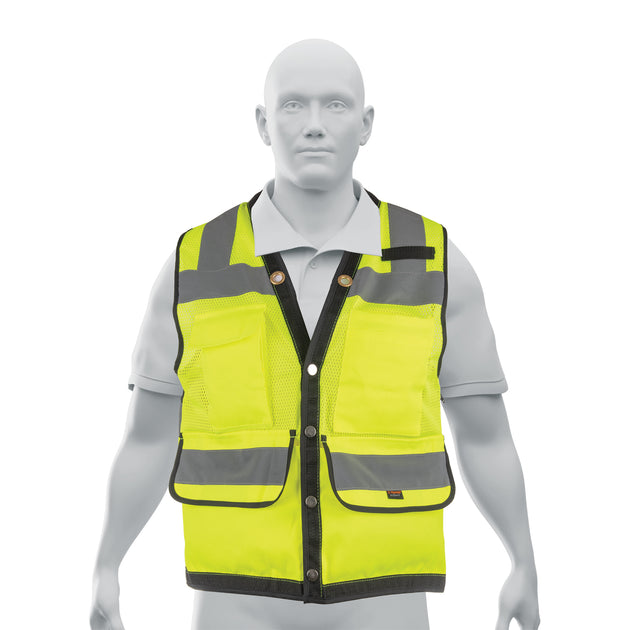 CHS-800V-L Chaleco seguridad reforzado verde con bolsas, G, EXPERT
