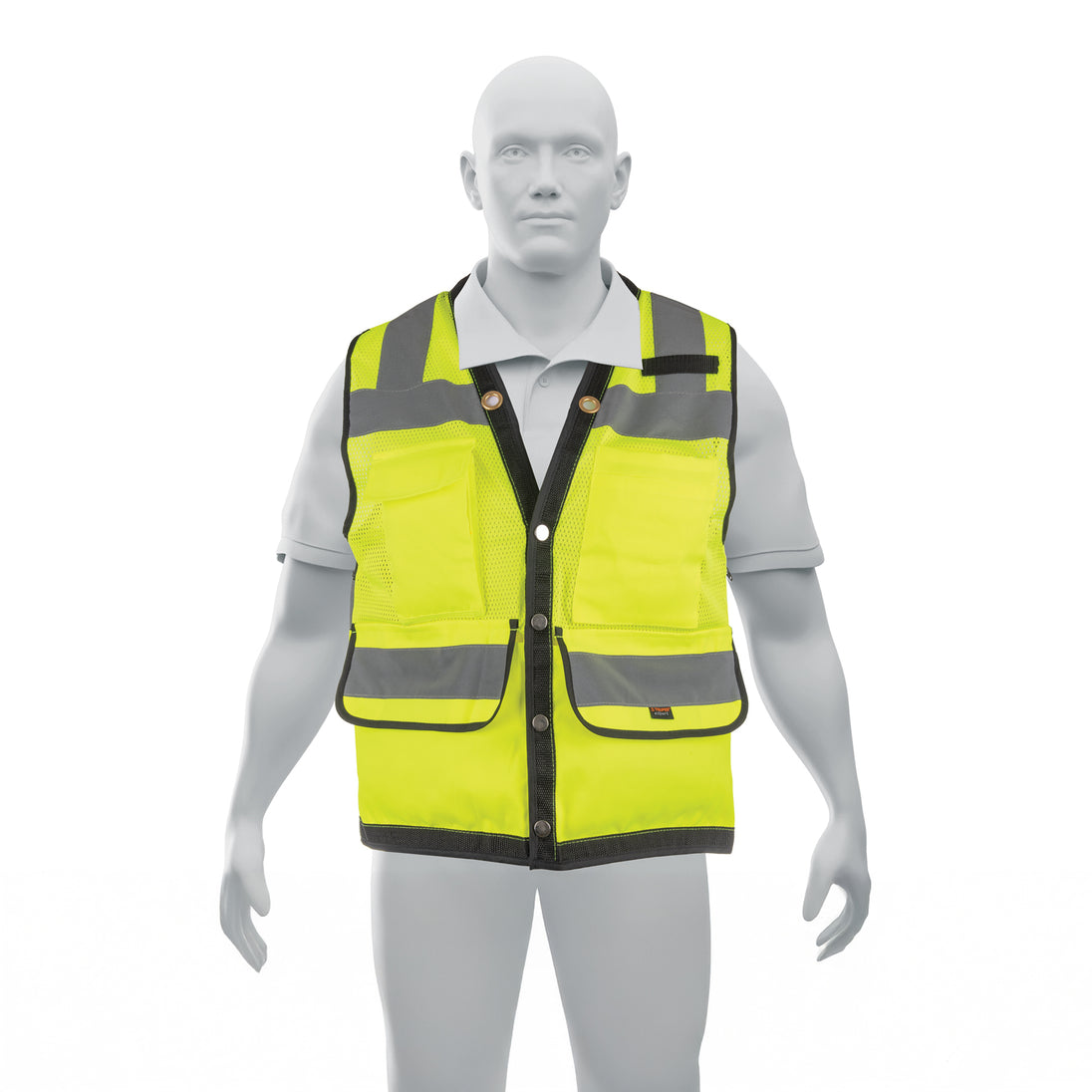 CHS-800V-XL Chaleco seguridad reforzado verde con bolsas, EG, EXPERT