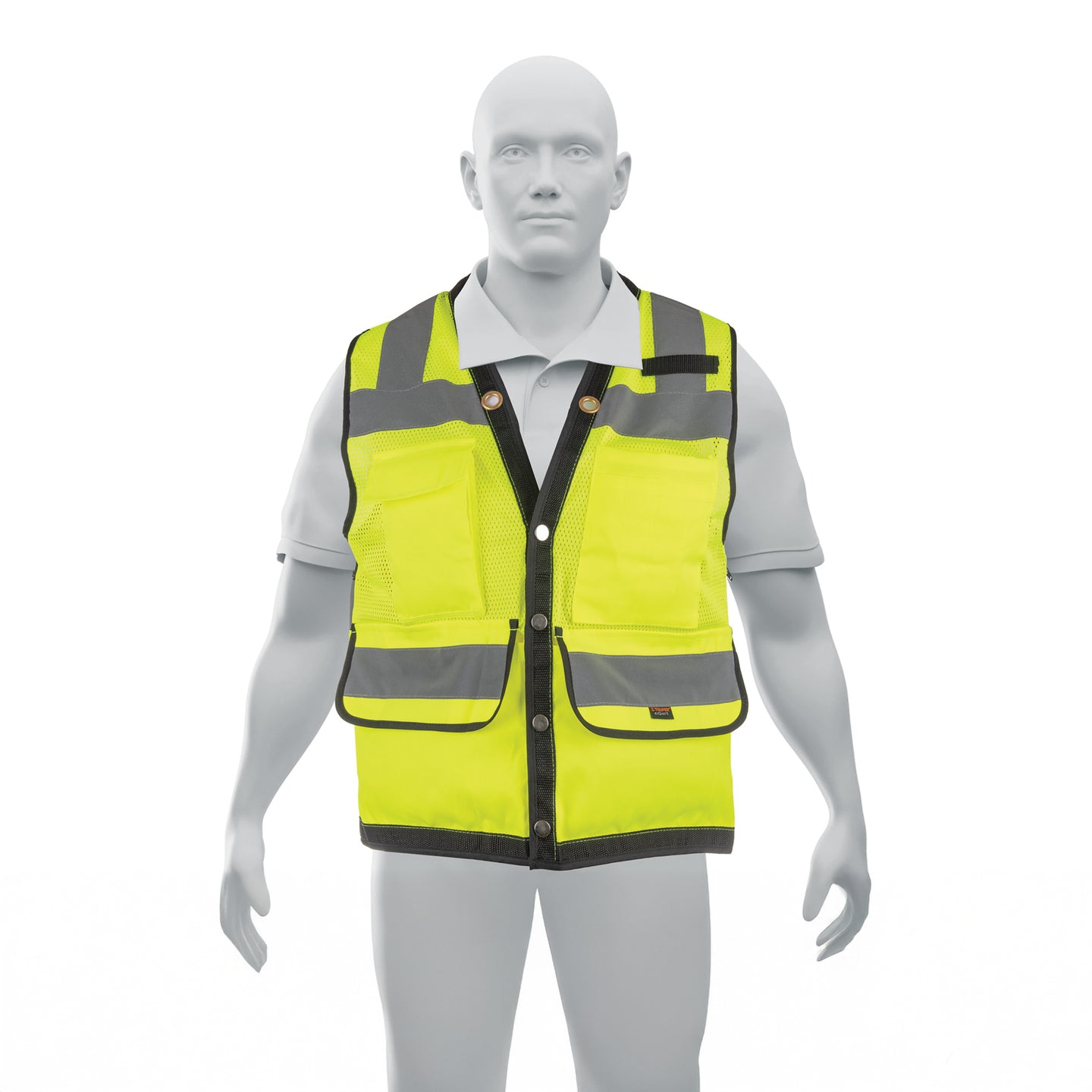 CHS-800V-XL Chaleco seguridad reforzado verde con bolsas, EG, EXPERT