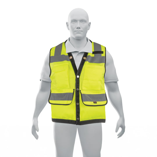 CHS-800V-XL Chaleco seguridad reforzado verde con bolsas, EG, EXPERT
