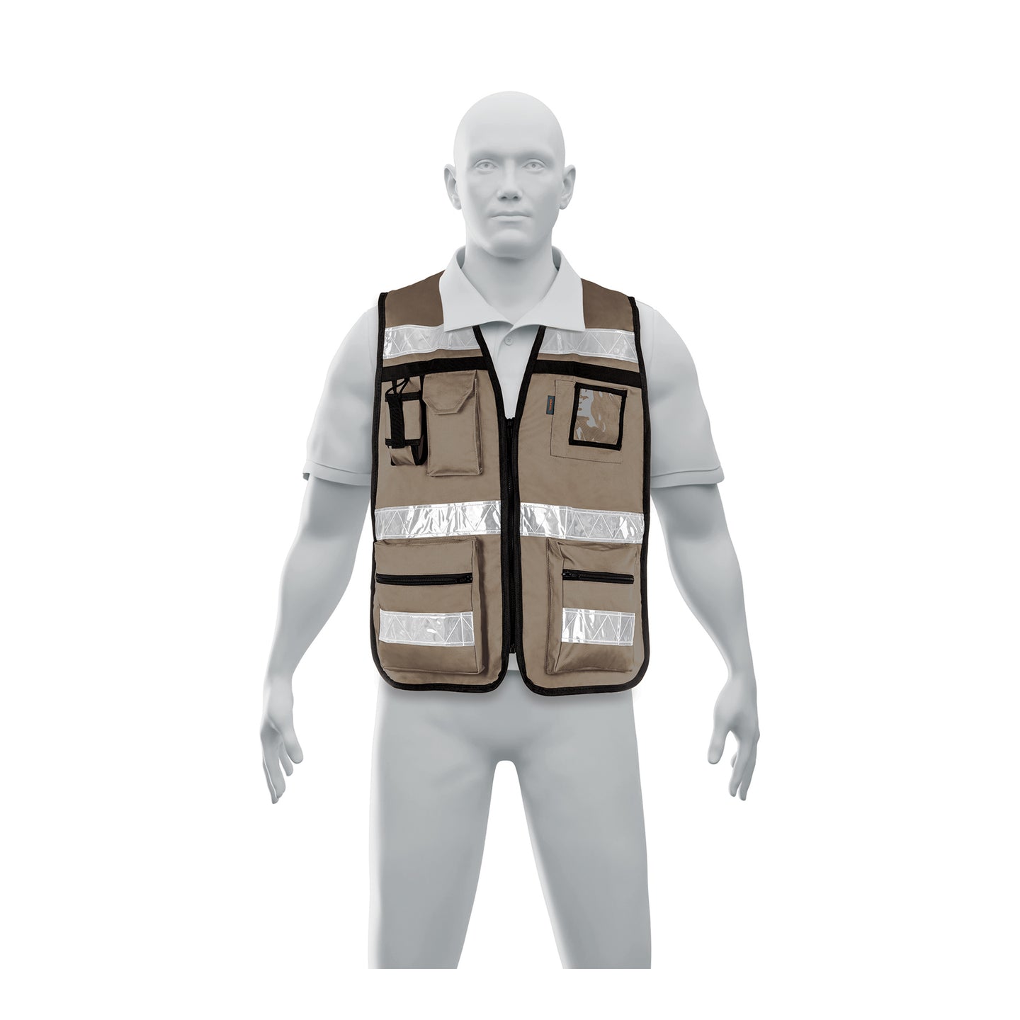 CHS-900B Chaleco brigadista con cintas reflejantes, color beige