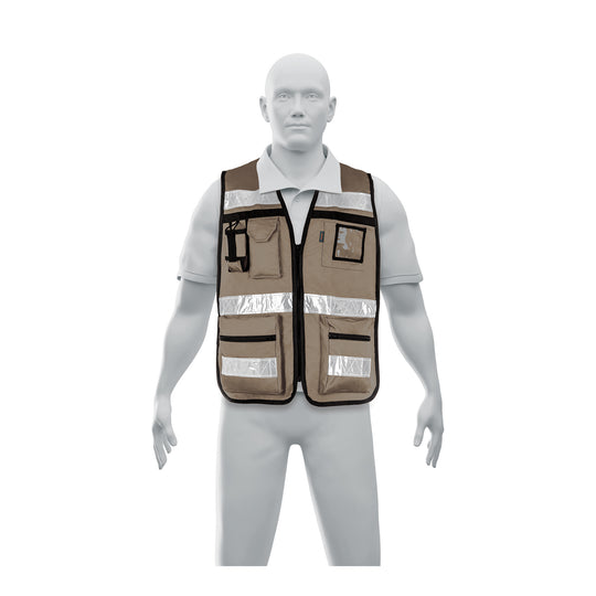 CHS-900B Chaleco brigadista con cintas reflejantes, color beige
