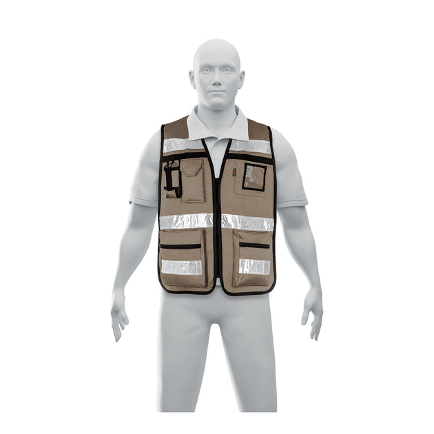 CHS-900B Chaleco brigadista con cintas reflejantes, color beige