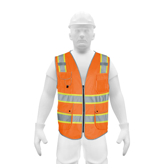 CHS-900N-M Chaleco de seguridad de alta visibilidad, naranja, M, EXPERT