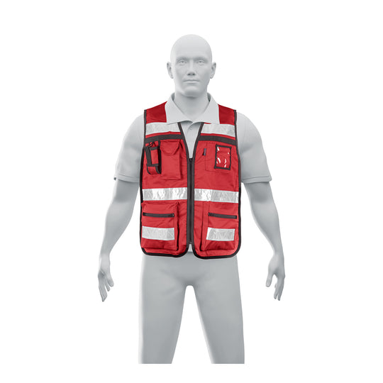 CHS-900R Chaleco brigadista con cintas reflejantes, color rojo