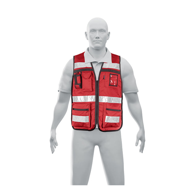 CHS-900R Chaleco brigadista con cintas reflejantes, color rojo