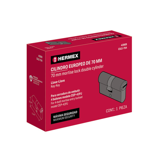 Cilindro Hermex CILE-704 Latón Llave-Llave | 5 Llaves Incluidas