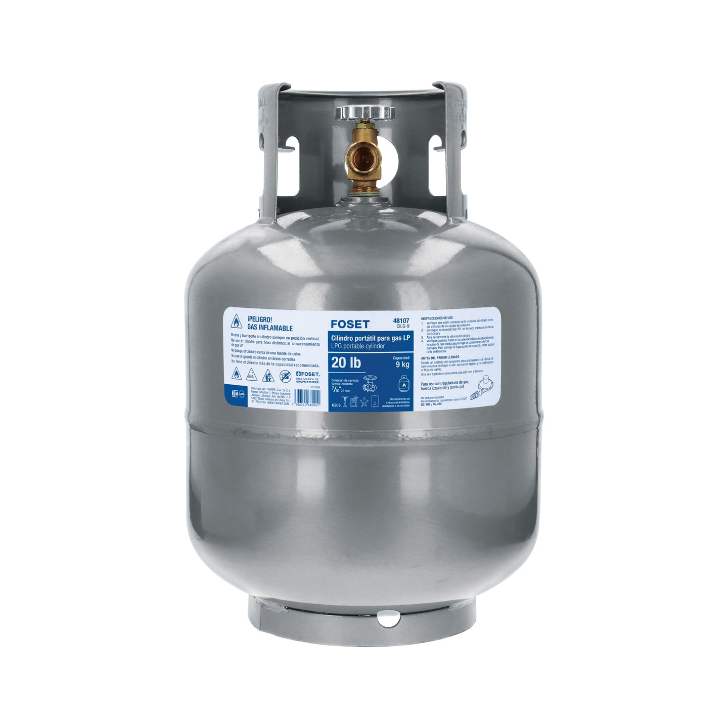 CILG-9 Cilindro portátil para gas LP, 20lb (9kg) FOSET