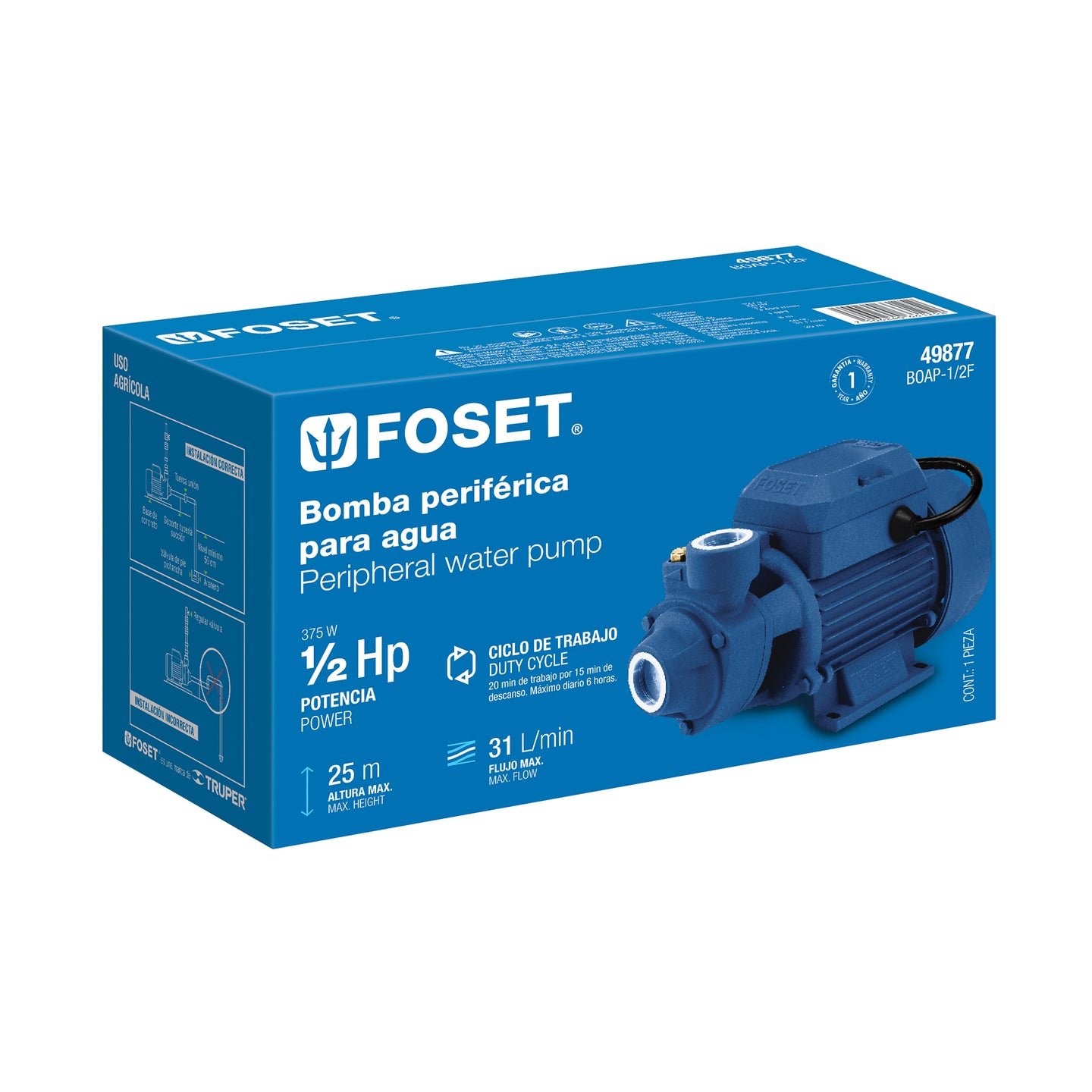 CJ-BOAP-1/2F Caja de empaque de repuesto para BOAP-1/2F, FOSET
