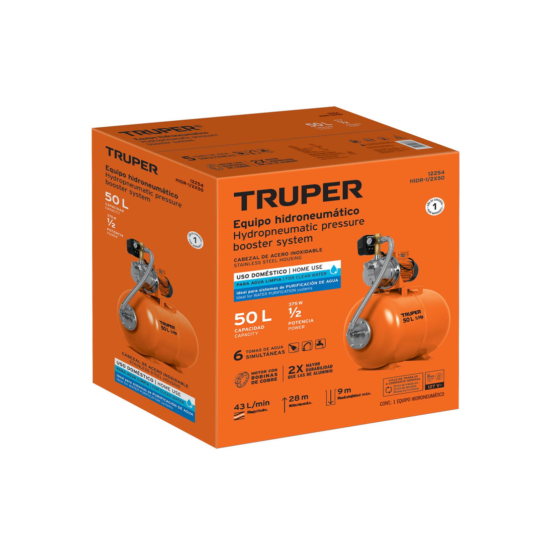 CJ-HIDR-1/2X50 Caja de empaque de repuesto para HIDR-1/2X50, Truper