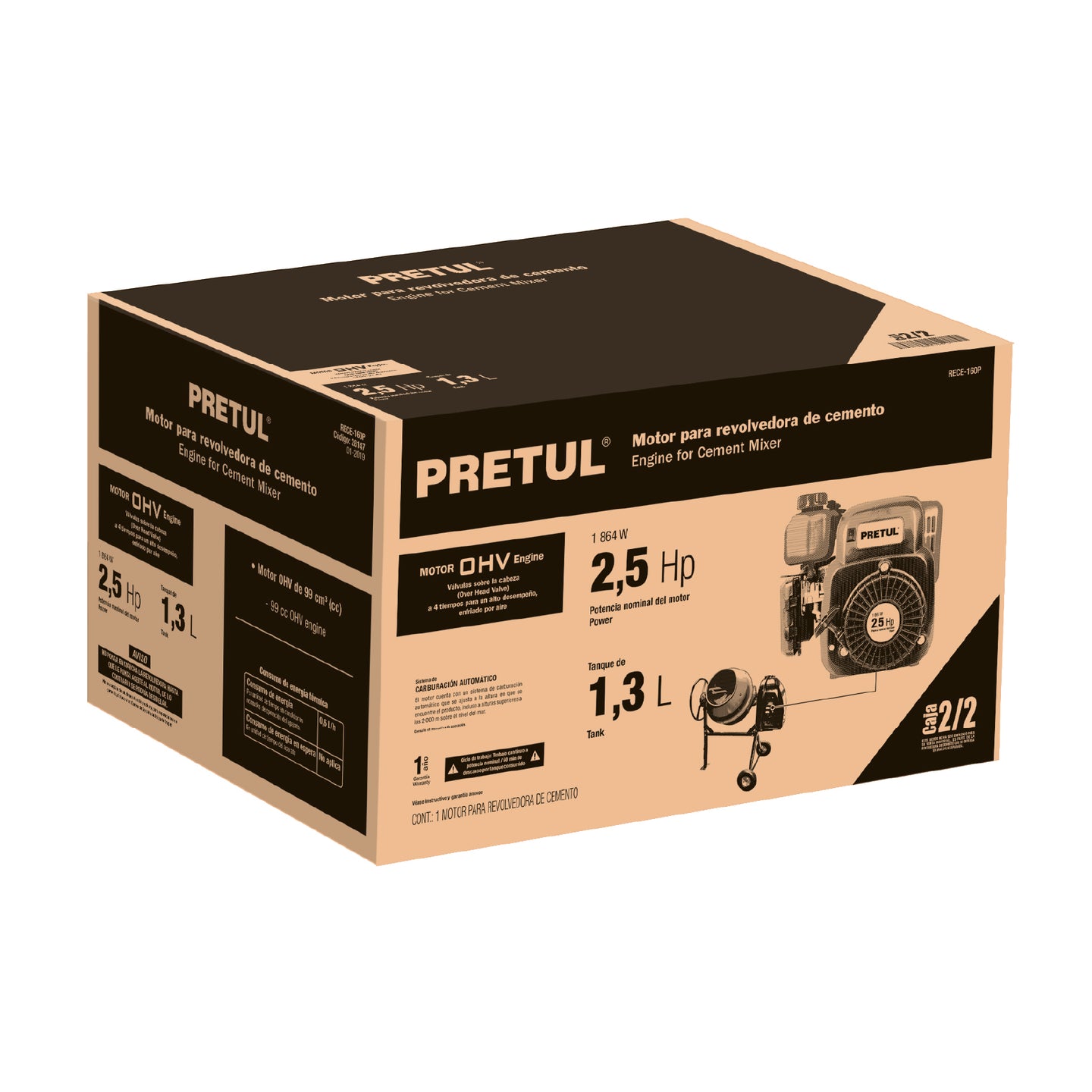 CJ-RECE-160P-1 Caja de empaque de repuesto para motor RECE-160P, PRETUL