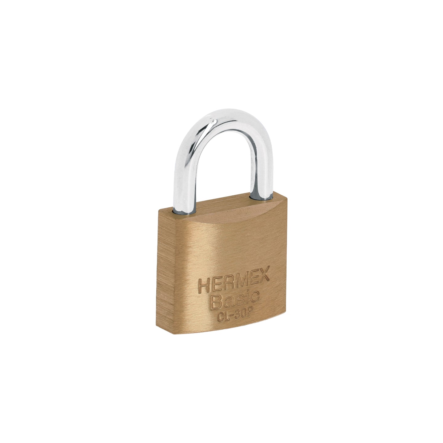 CL-30P Candado de latón 30 mm gancho corto en blíster, HERMEX BASIC