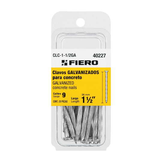 CLC-1-1/2GA Blíster con 20 clavos galvanizados p/concreto 1-1/2", FIERO
