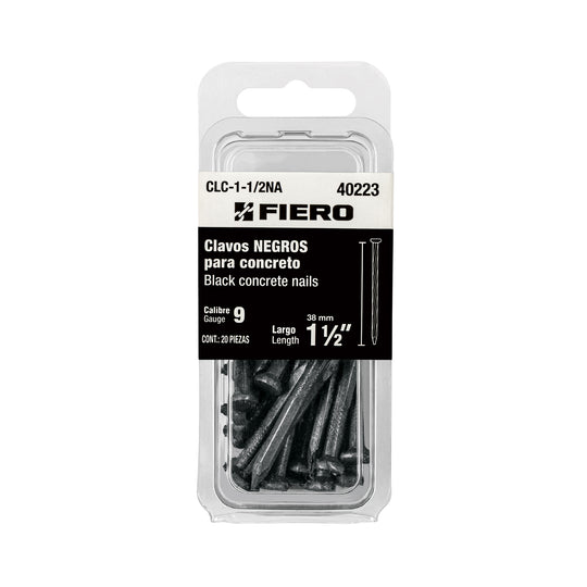 CLC-1-1/2NA Blíster con 20 clavos negros para concreto 1-1/2", FIERO