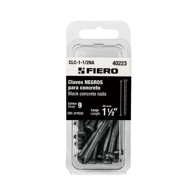 CLC-1-1/2NA Blíster con 20 clavos negros para concreto 1-1/2", FIERO