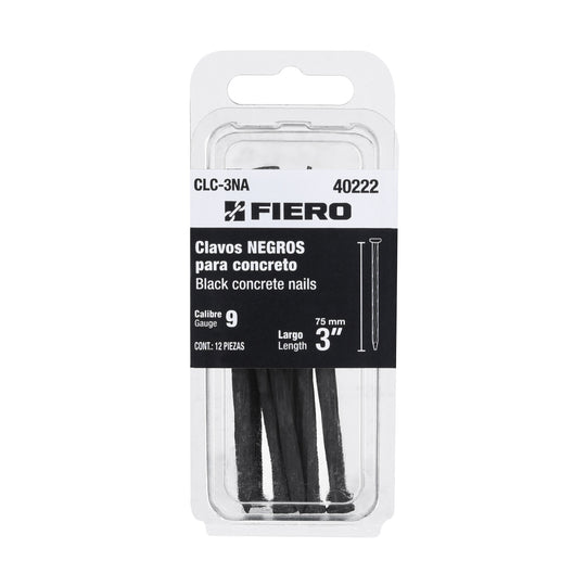 CLC-3NA Blíster con 12 clavos negros para concreto 3", FIERO
