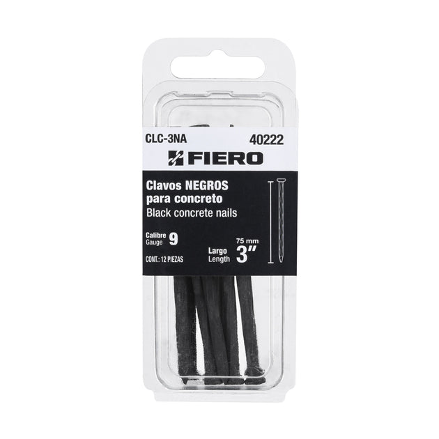 CLC-3NA Blíster con 12 clavos negros para concreto 3", FIERO