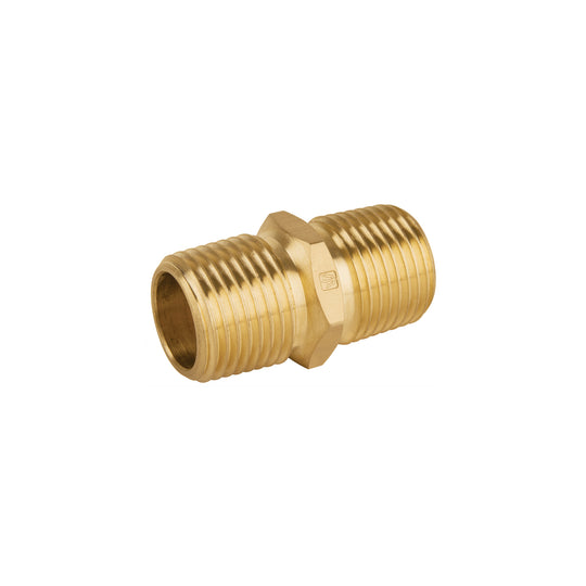 CLG-666 Niple unión NPT de latón, 1/2" con tuerca hexagonal, FOSET