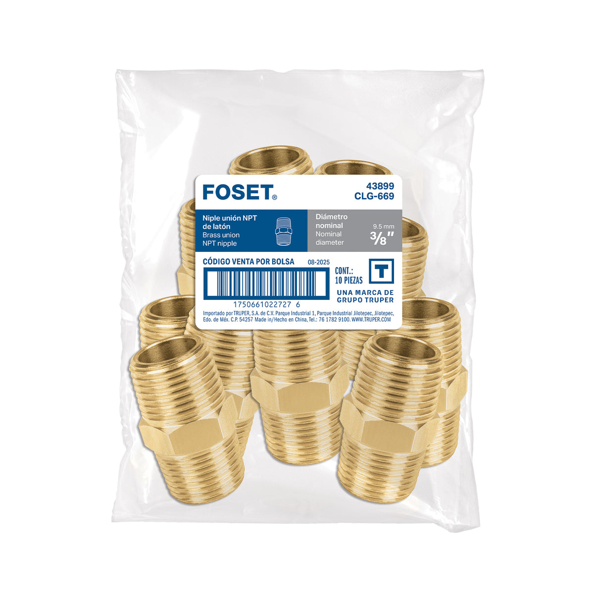 Conector Latón Gas LP Natural CLG-669 Foset | Ferretería Industrial