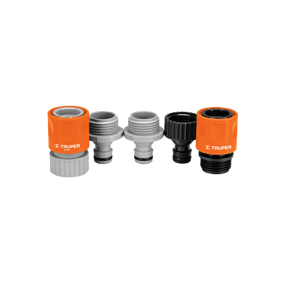 CLICK-SET Juego de 5 conectores 3/4" rápidos de ABS, sistema click