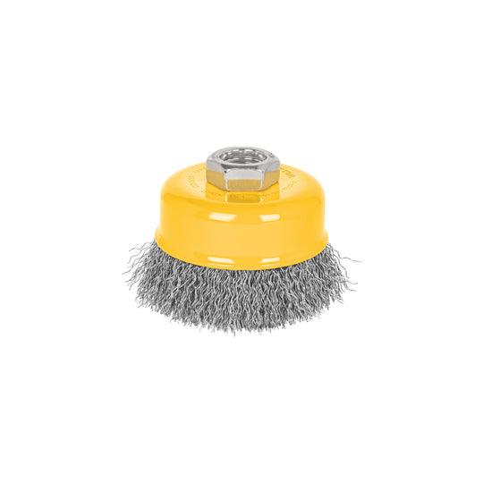 CO-508P Carda copa 3" alambre ondulado fino, eje 5/8"-11, Pretul