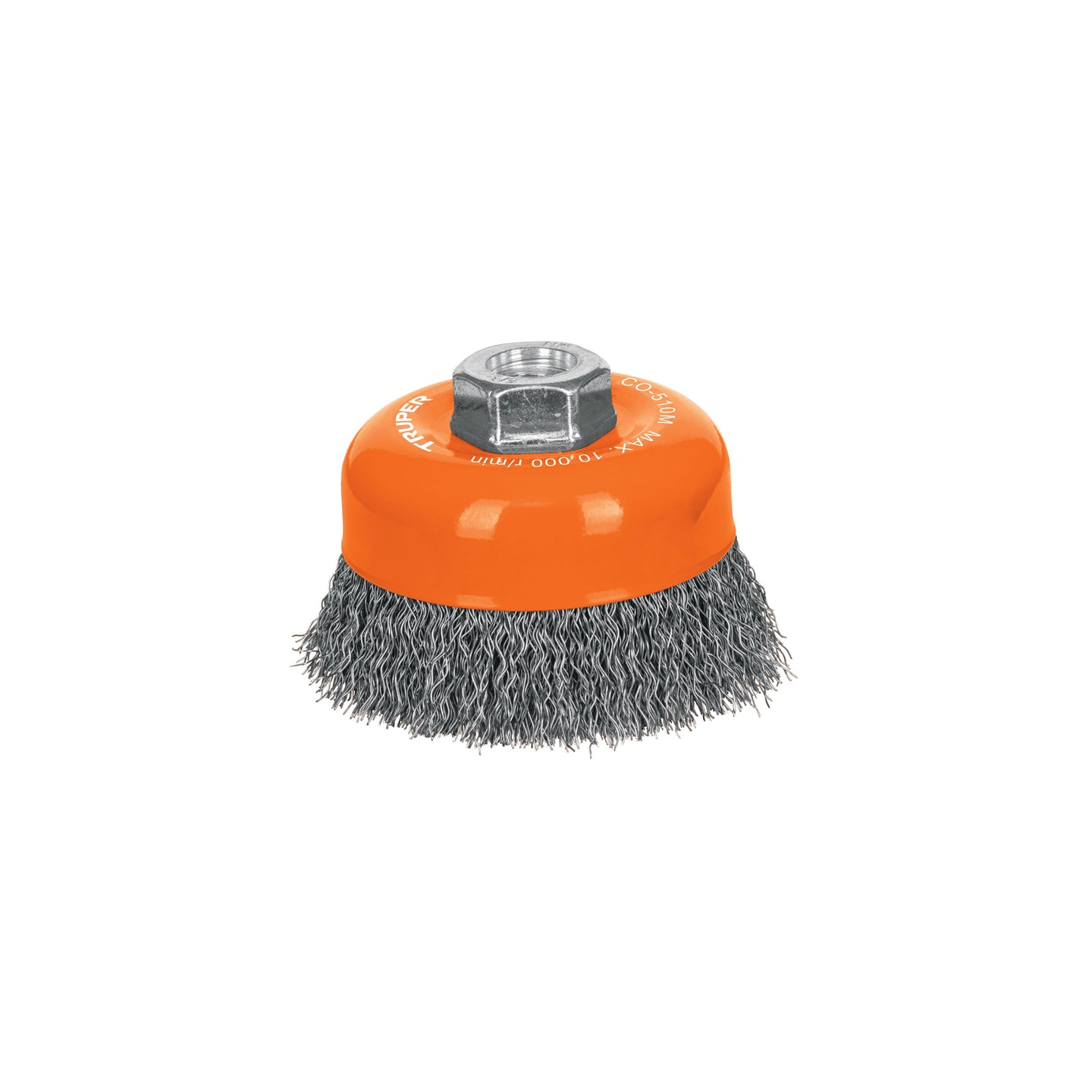 CO-510M Carda copa 4" alambre ondulado fino, eje M14, Truper