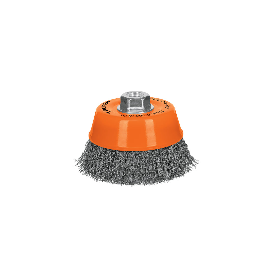 CO-512 Carda copa 5" alambre ondulado fino, eje 5/8"-11, Truper