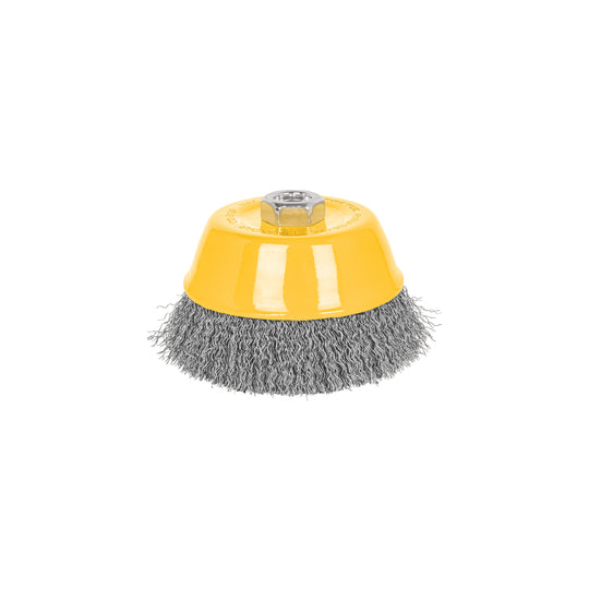 CO-512P Carda copa 5" alambre ondulado fino, eje 5/8"-11, PRETUL