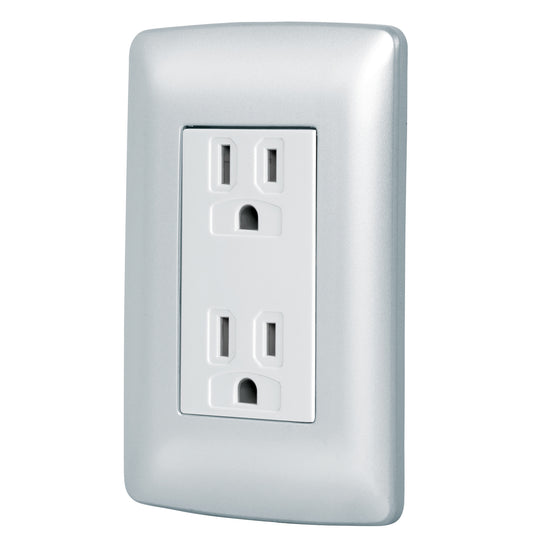 CODO-IP Contacto dúplex aterrizado, color plata, línea Italiana