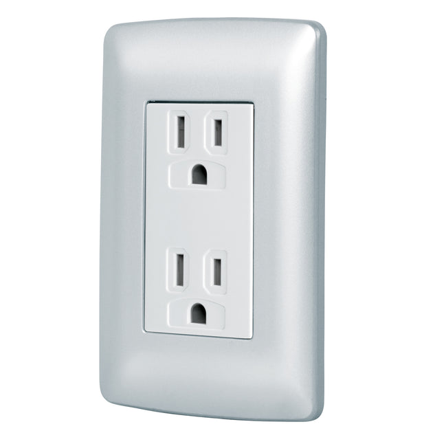 CODO-IP Contacto dúplex aterrizado, color plata, línea Italiana