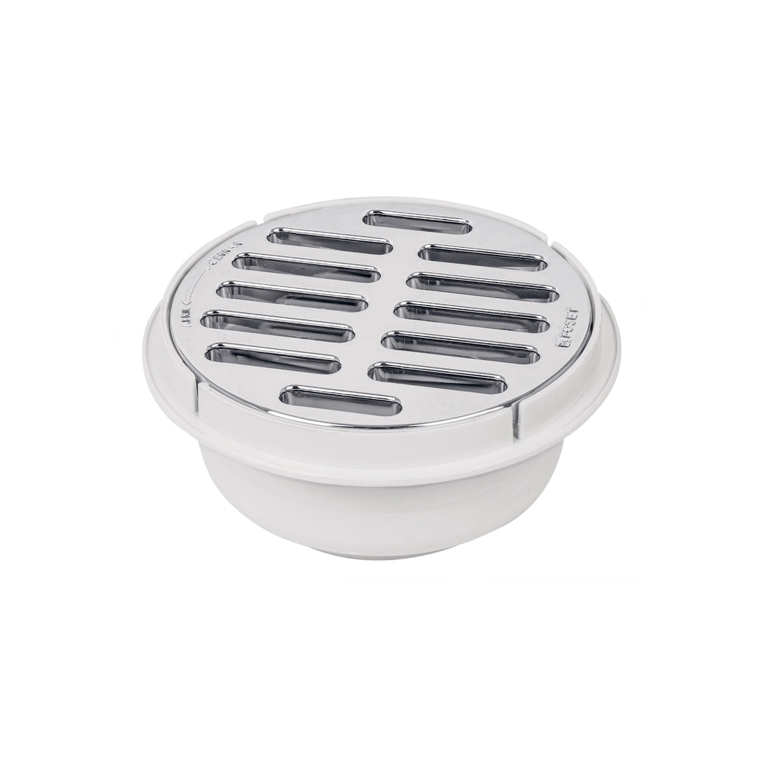 COL-51 Coladera 5" universal,ABS, rejilla cromada 1/4 vuelta, FOSET