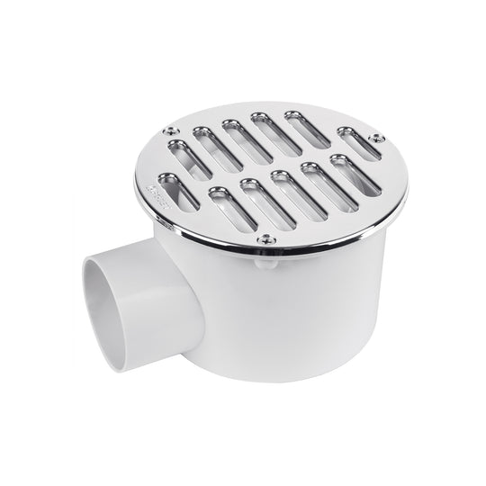 COL-62 Coladera 5" salida lateral, ABS, rejilla cromada 3 tornillos