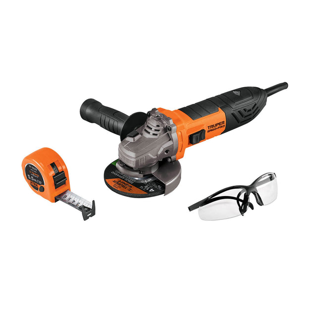 COMBOE-4580ALF Combo esmeriladora 4-1/2", 850W,lentes y flexómetro,ERGO-PRO