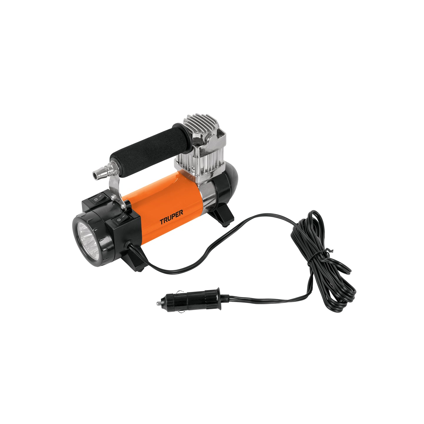 COMP-12 Inflador portátil 12 V para auto, con linterna LED, TRUPER