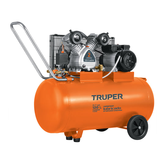 COMP-120LH Compresor lubricado, de banda, 120L,4HP, hor, 220V, TRUPER