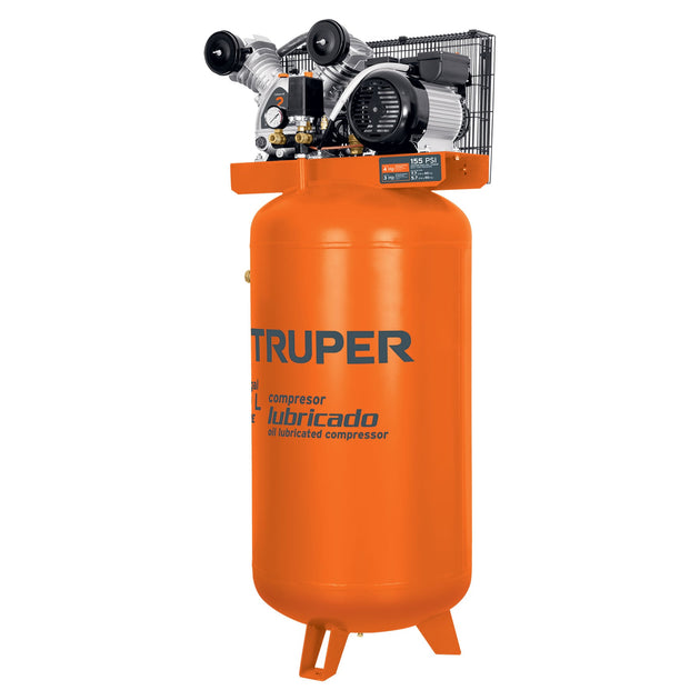 COMP-180LV Compresor lubricado, de banda, 180L, 4HP, vert, 220V, TRUPER