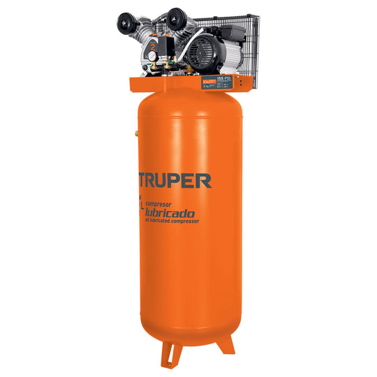 COMP-240LV Compresor lubricado, de banda, 240L, 4HP, vert, 220V, TRUPER