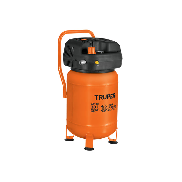 COMP-30S Compresor libre de aceite, 30L, 3HP, vertical, 127V, TRUPER