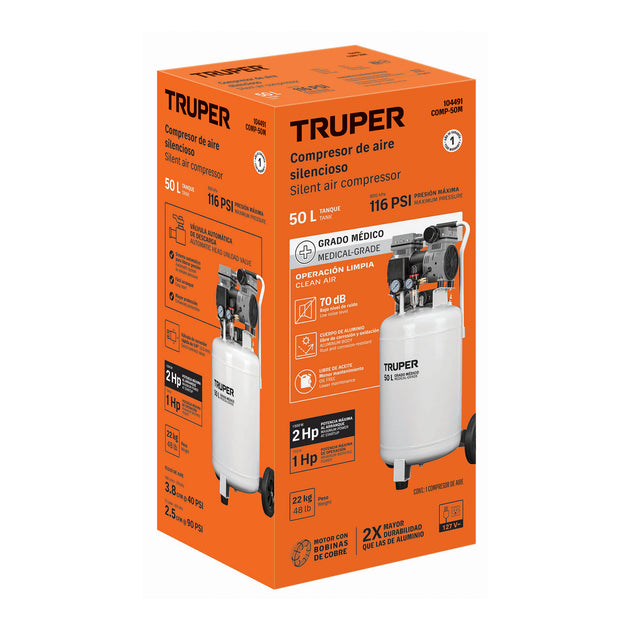 Compresor Truper COMP-50M 50L 2HP Dual | Aire Industrial