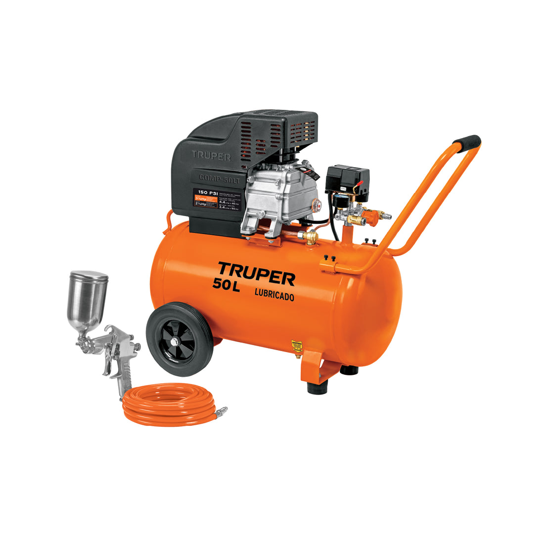 COMP-KIT50 Kit Compresor lub, 50L, manguera y pistola grav,127V, TRUPER