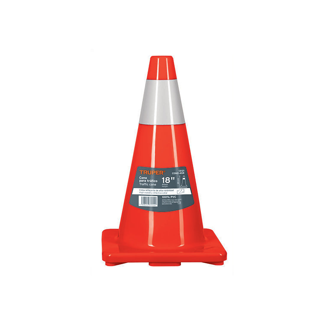 CONO-45R Cono de precaución de 45 cm de PVC con reflejante, Truper